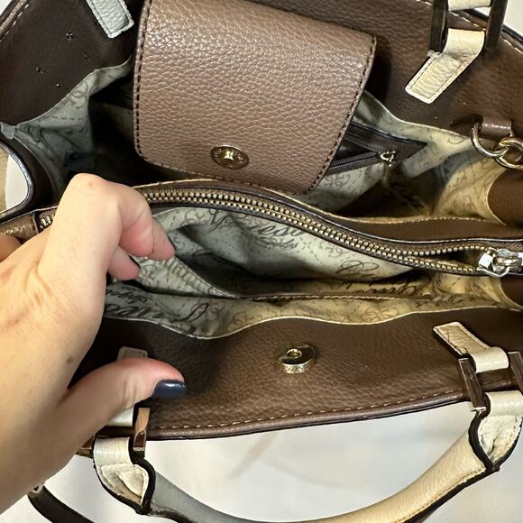 Guess Multicolored Neutrals Color Block Interior Pockets Handbag Shoulder Bag - Picture 5 of 6